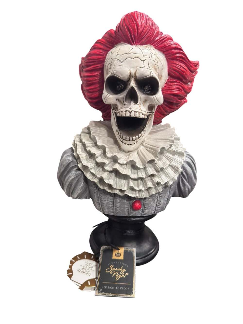 Spooky Night Pennywise LED Lighted Skull Bust Halloween Decor